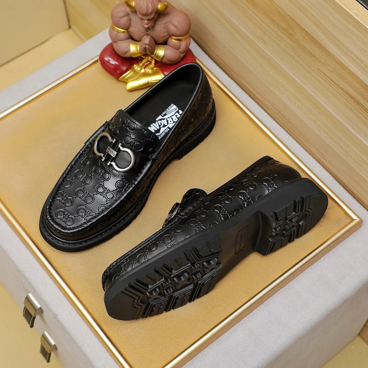 Men's shoes 💰500 Ferragamo [Ferragamo] top imported suit men's shoes 💯Original copy of the official website, product materials: selected imported embossed calfskin + luxury hardware buckle accessories ~ imported water-dyed cow 🐂 leather lining. Strong three-dimensional visual effect, original combination outsole, multiple colors available😘 Size: 38-44 (.45.46. Customized)